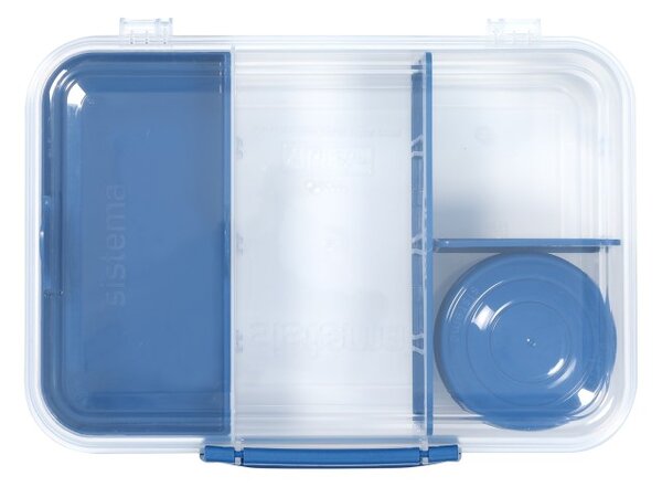 Sistema Dělený svačinový box To Go Bento Create s nádobou na jogurt a miskou 1,48 l, modrá