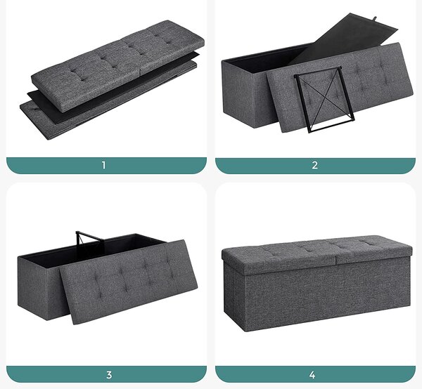 SONGMICS Úložný sedací box skládací 120 l tmavě šedý