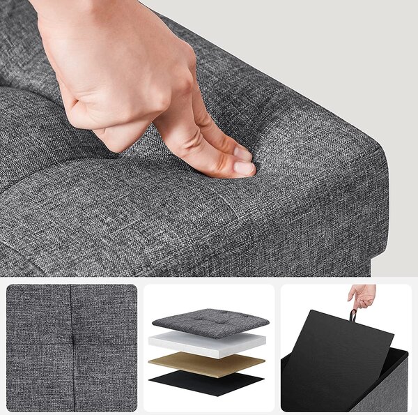 SONGMICS Úložný sedací box skládací 120 l tmavě šedý