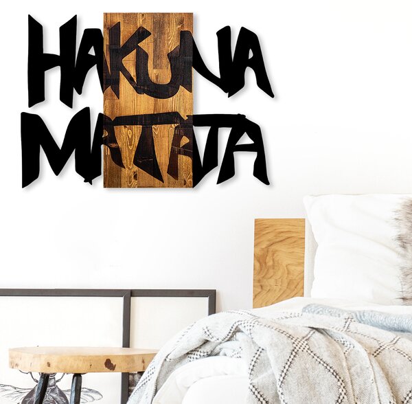 ASIR Nástěnná dekorace HAKUNA MATATA dřevo kov černá