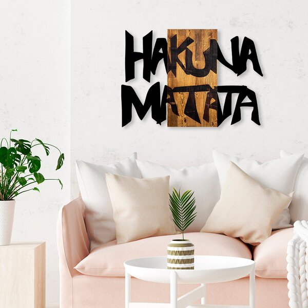 ASIR Nástěnná dekorace HAKUNA MATATA dřevo kov černá