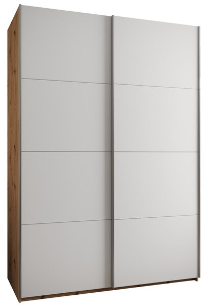 Dvoudveřová skříň SAMARA 1 - 170 cm, dub artisan / bílá / stříbrná