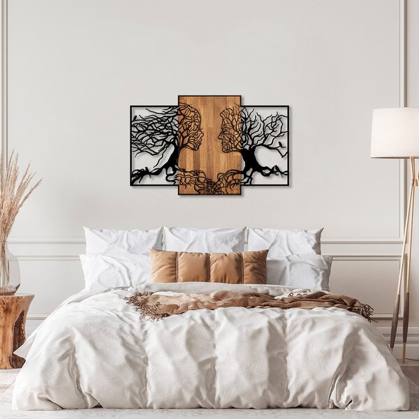 ASIR Nástěnná dekorace dřevo kov TREE LOVE černá ořech