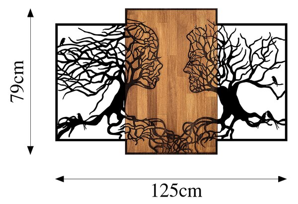 ASIR Nástěnná dekorace dřevo kov TREE LOVE černá ořech