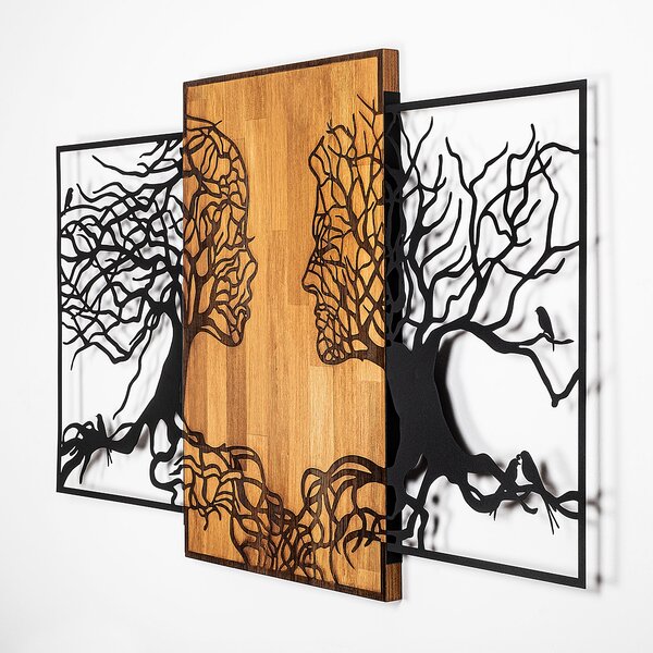 ASIR Nástěnná dekorace dřevo kov TREE LOVE černá ořech