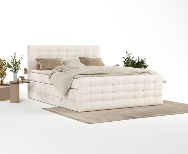 Krémová boxspring postel s úložným prostorem 200x200 cm Blend – Maison de Rêve