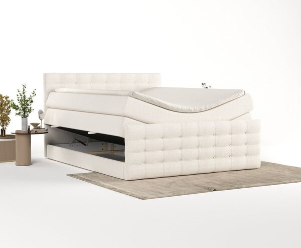 Krémová boxspring postel s úložným prostorem 200x200 cm Blend – Maison de Rêve