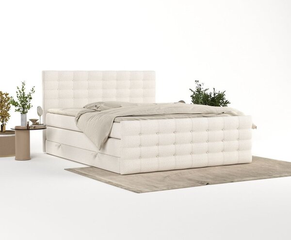 Krémová boxspring postel s úložným prostorem 200x200 cm Blend – Maison de Rêve