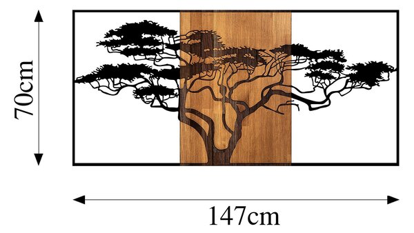 ASIR Nástěnná dekorace dřevo kov ACACIA TREE černá ořech