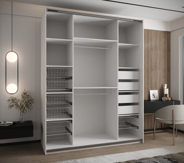Dvoudveřová skříň SAMARA 1 - 200 cm, bílá / černá
