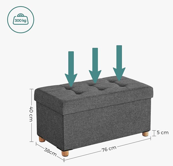 SONGMICS Úložný sedací box na nožkách 65 l tmavě šedý