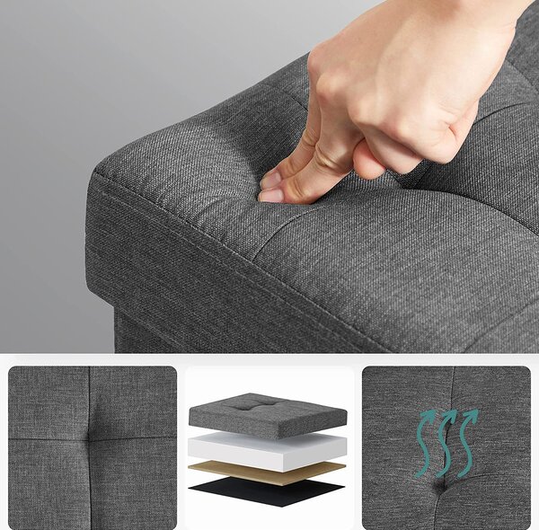 SONGMICS Úložný sedací box na nožkách 65 l tmavě šedý