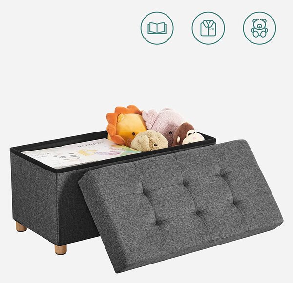 SONGMICS Úložný sedací box na nožkách 65 l tmavě šedý