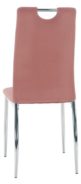 KONDELA Jídelní židle, růžová Velvet látka / chrom, OLIVA NEW