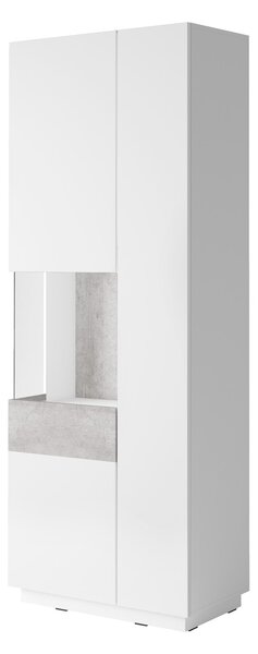 Vitrína SILKE 12 Helvetia 80/207/40 výprodej Barva: bílá/bílý lesk/beton