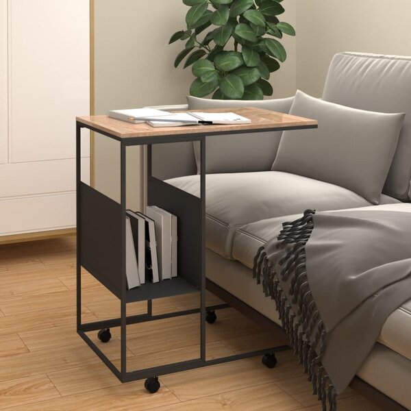 Odkládací stolek s kolečky černý 55x36x63,5 cm kompozitní dřevo