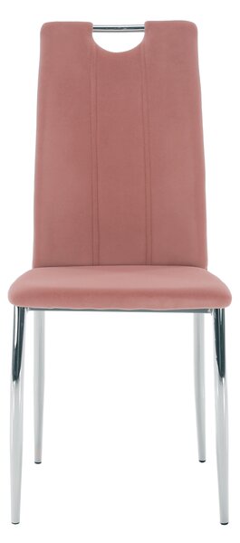 KONDELA Jídelní židle, růžová Velvet látka / chrom, OLIVA NEW
