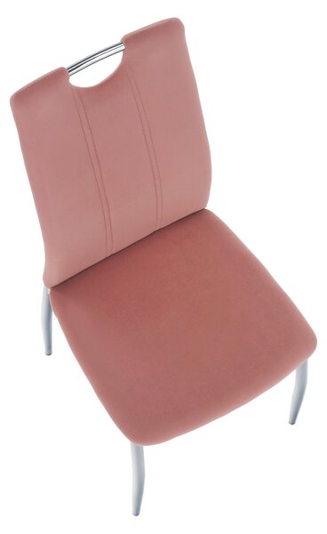 KONDELA Jídelní židle, růžová Velvet látka / chrom, OLIVA NEW