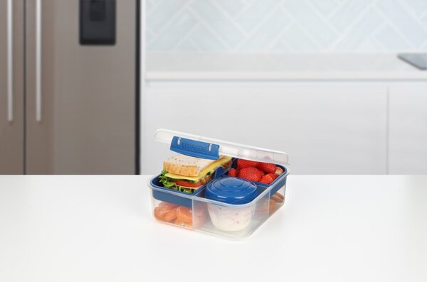 Sistema Dělený svačinový box To Go Bento Cube s nádobou na jogurt 1,25 l, modrá