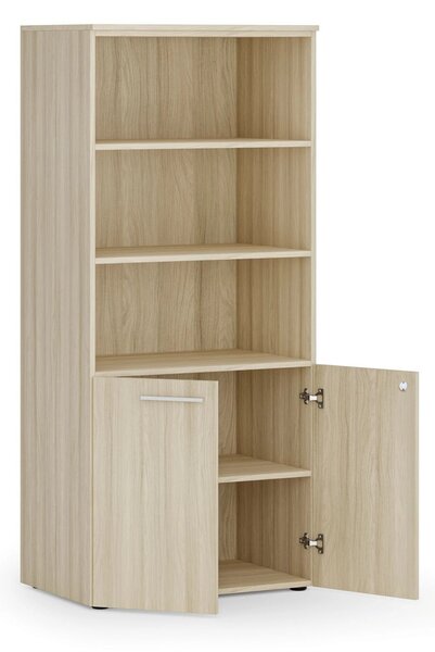 Kombinovaná kancelářská skříň PRIMO WOOD, nízké dveře, 800 x 500 x 1781 mm, dub přírodní
