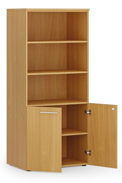 Kombinovaná kancelářská skříň PRIMO WOOD, nízké dveře, 800 x 500 x 1781 mm, buk
