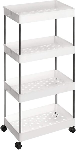 SONGMICS Pojízdný vozík 4 police bílý 22 x 86 x 40 cm