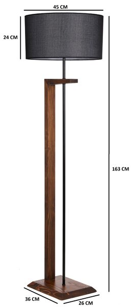 ASIR Stojací lampa MENEKSE černá ořech