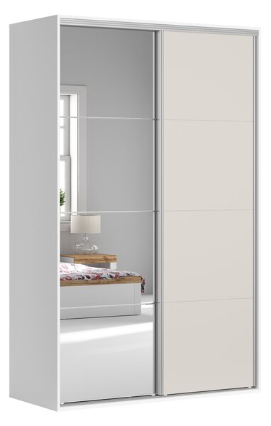 Šatní skříň BRW Flex 245 (bílá + kašmír) (se zrcadlem)