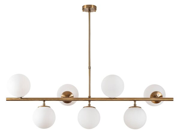 Bílé/v mosazné barvě závěsné svítidlo se skleněným stínidlem Fazli – Opviq lights