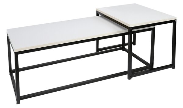 Set 2 konferenčních stolků, matná bílá / černá, KASTLER NEW TYP 2