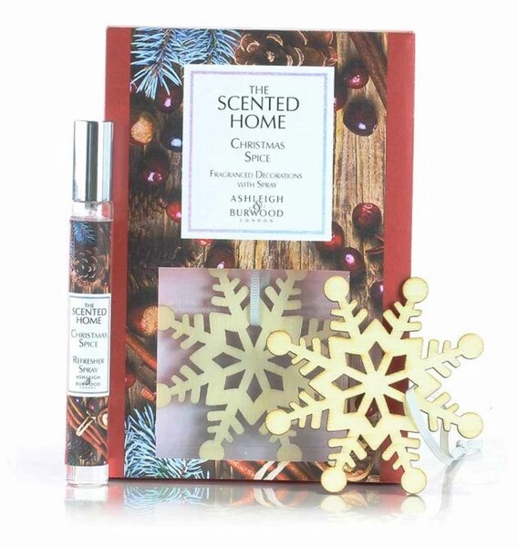 Ashleigh & Burwood Sada dřevěných vloček s vůní CHRISTMAS SPICE se sprejem