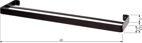 Nástěnný věšák na ručníky HANDY 60x12,5 cm, černý