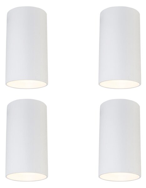 Sada 4 moderních přisazených bodových svítidel bílá 5,5 cm GU10 50 mm - Tuba