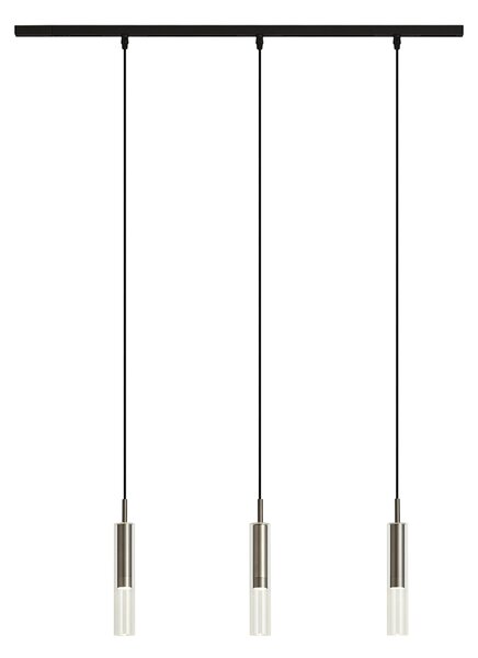 Moderní kolejnicový systém černý se 3 závěsnými svítidly Gunmetal 1-fázový - Slimline Loyce