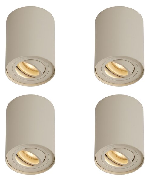 Sada 4 moderních přisazených bodových světel béžová GU10 50mm otočná a naklápěcí - Rondoo Up
