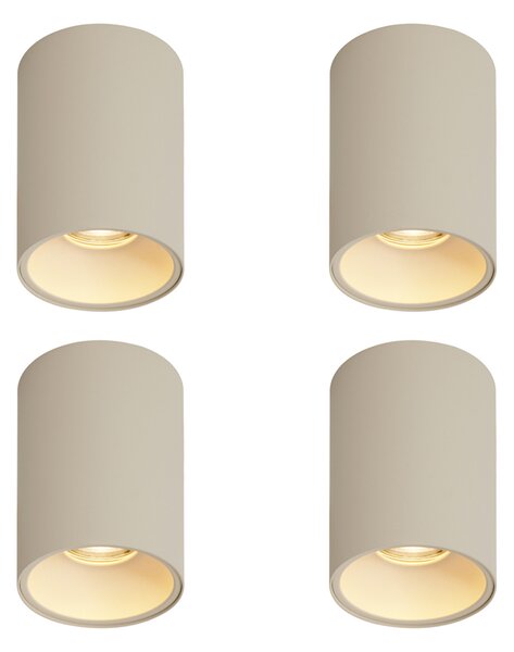 Sada 4 moderních béžových přisazených bodových světel GU10 50mm kulatých - Deep
