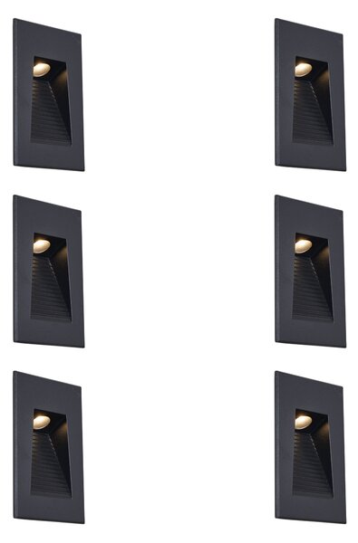 Sada 6 moderních zapuštěných nástěnných svítidel černá 7 cm vč. LED IP65 - Trem