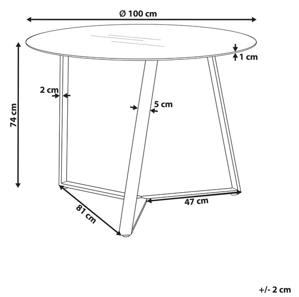 Jídelní stůl KEBRI Černá 100 cm 100 cm Bezpečnostní sklo