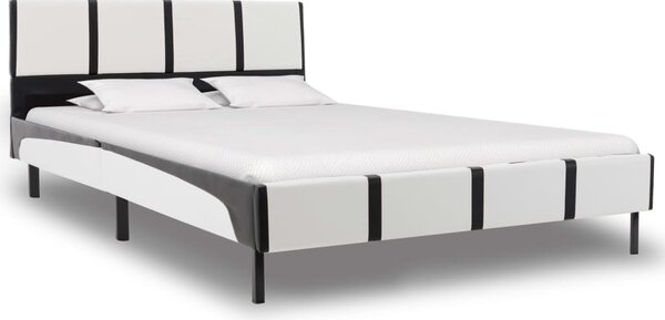 Rám postele bílý a černý umělá kůže 135 x 190 cm