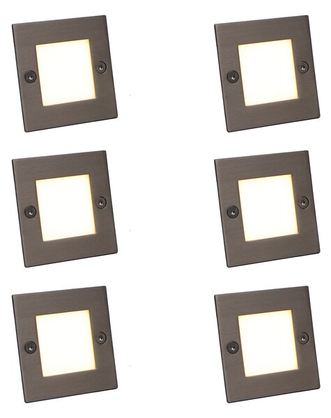 Sada 6 moderních zapuštěných bodových svítidel ocel vč. LED - Square 7