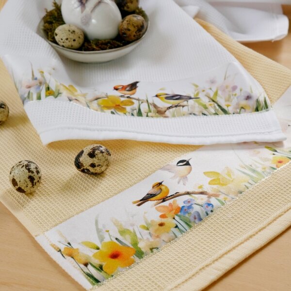 Framsohn Kuchyňská utěrka BIRDS 50 x 70 cm žlutá