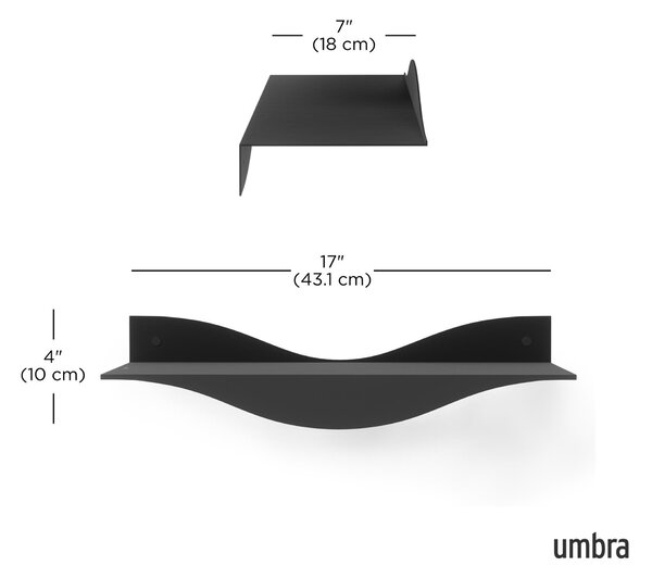 Dekorativní poličky Umbra SURF SET/2ks černé