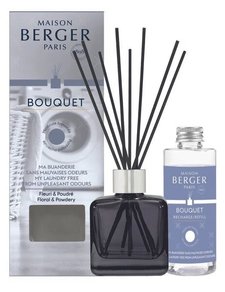 Maison Berger Paris Aroma difuzér Cube + náplň Proti zápachu z prádelny – Květinová vůně 100 ml
