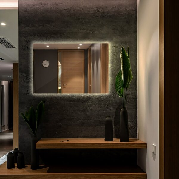 Obdélníkové nástěnné zrcadlo s led osvětlením 60x40 cm