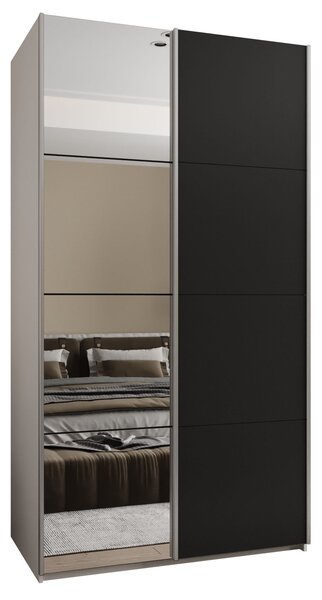 Dvoudveřová skříň SAMARA 3 - 130 cm, bílá / černá / stříbrná