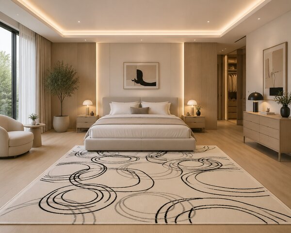 Alfa Carpets, TRHÁK: Kusový koberec Circles cream, 190x280, béžová, chodba / předsíň