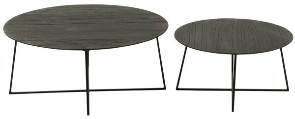 J-line Set dvou černých dřevěných konferenčních stolků Eve 80/60 cm