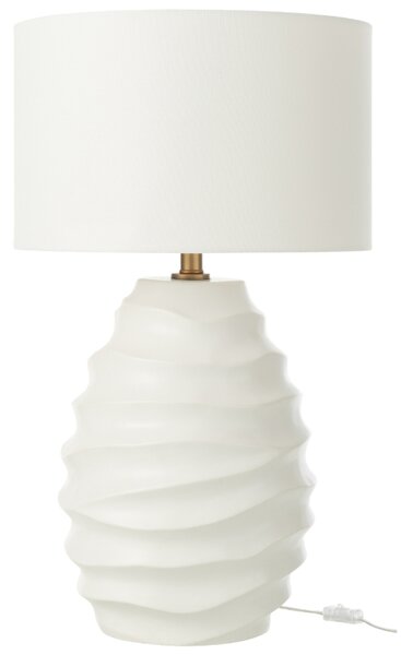 J-line Bílá keramická stolní lampa Wave 68 cm