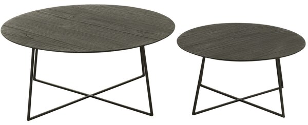 J-line Set dvou černých dřevěných konferenčních stolků Eve 80/60 cm