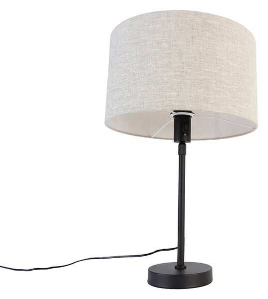 Stolní lampa černá nastavitelná se světle šedým stínítkem 35 cm - Parte